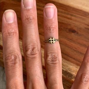 Antique Gold Hashtag Midi Ring